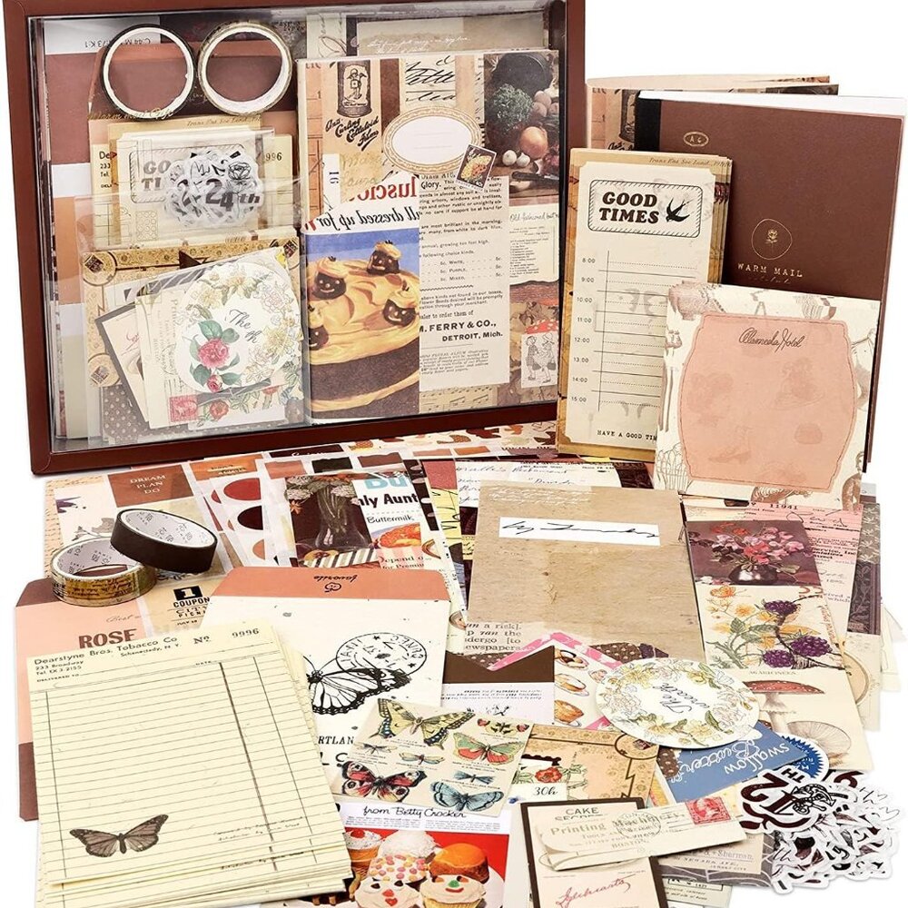 Vintage Scrapbook Kit346pcs, Bullet Junk Journal Kit with Journaling/Scrapbookin